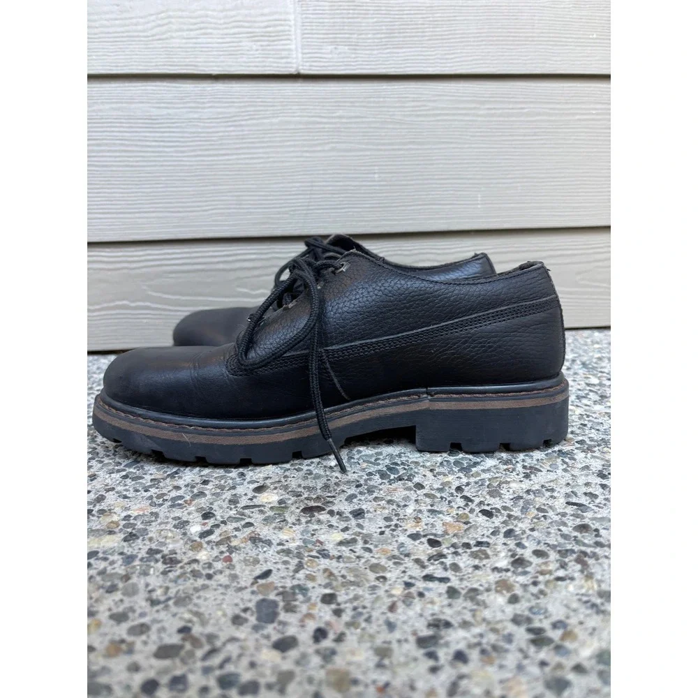 Woolrich Mens Black Pebbled Leather Lug Sole Oxford Shoes Size 9 Rugged Workwear